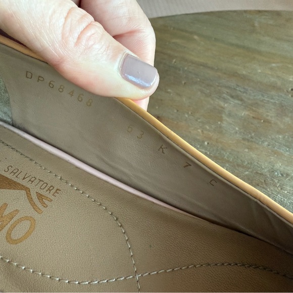 Salvatore Ferragamo Tan and Red Flats with Gold Accent - Picture 6 of 8